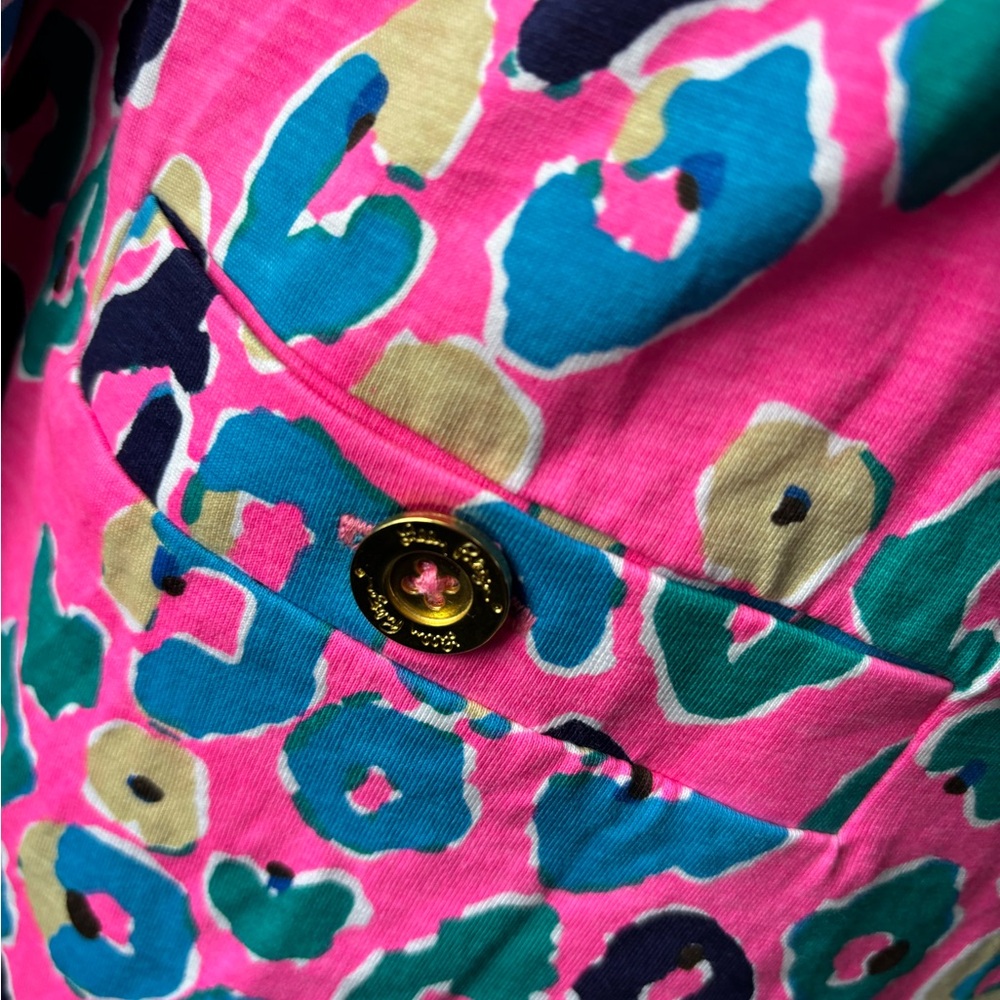 Lilly Pulitzer Pink and Blue Leopard Print Mini Dress - Picture 4 of 5